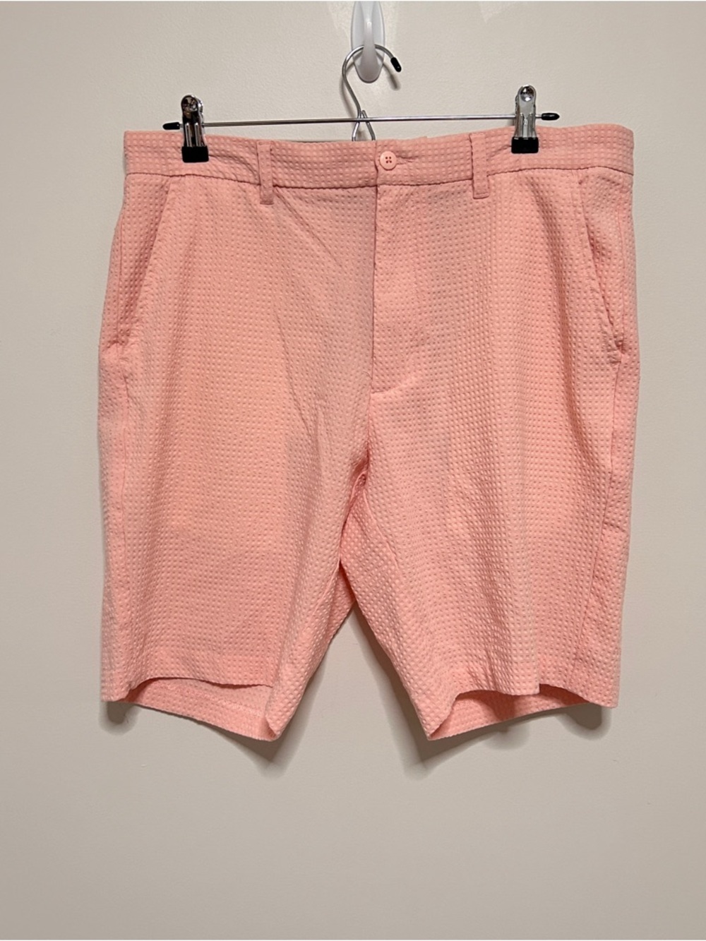 FootJoy Men's Size 36 Shorts Pink Seersucker Stretch Golf Athleisure Casual 9”